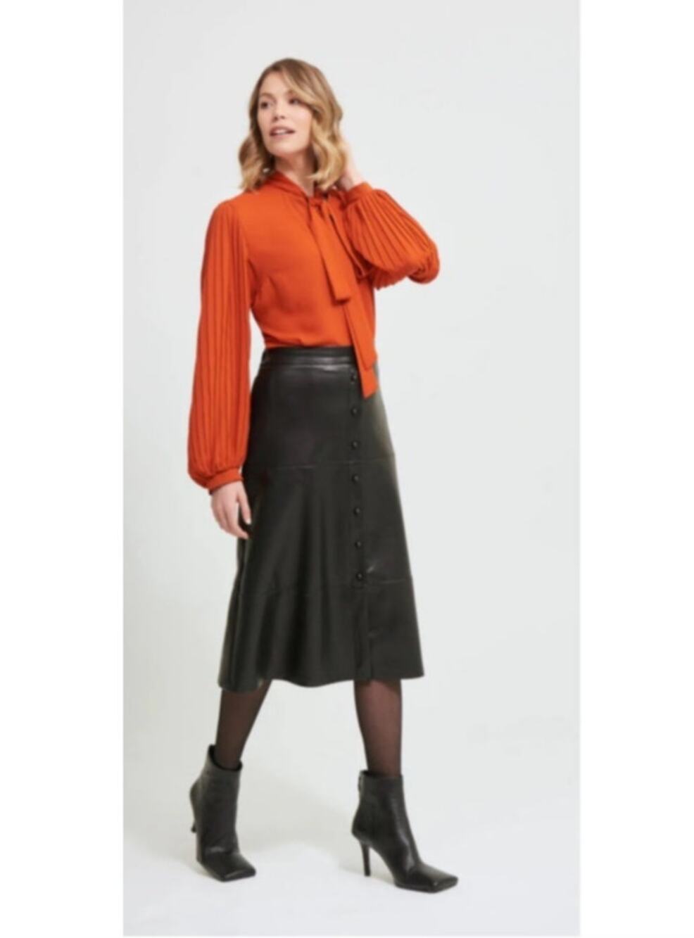 Joseph Ribkoff Faux Lather A Line Skirt Womens 18 Black Pull On Elastic Waist